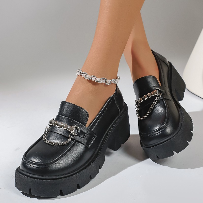 2026 Fashion Metal Chain Platf - Women'S Shoes Loafers Black ulasan dan harga