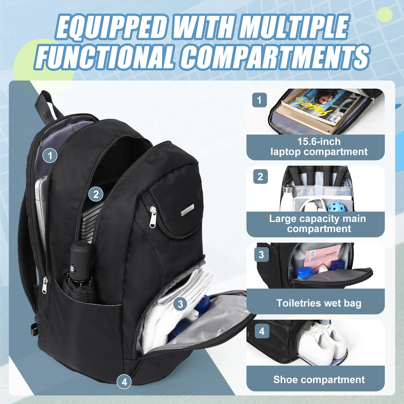 Tennis Bag Tennis Backpack 2 R - Women'S Shoes ulasan dan harga