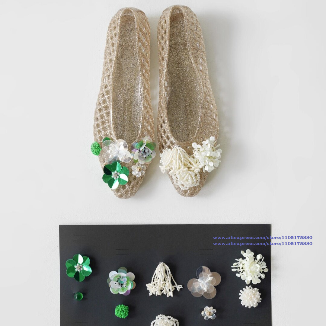 Glitter Gold Hollow Jelly Flat - Jelly Sandal Women ulasan dan harga