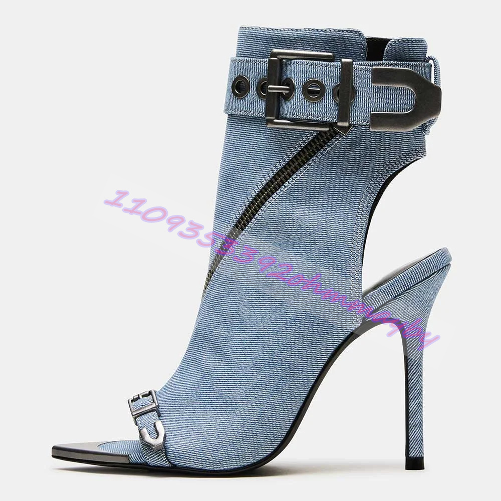 Summer Blue Denim Pointed-Toe  - Women Shoes Boots ulasan dan harga
