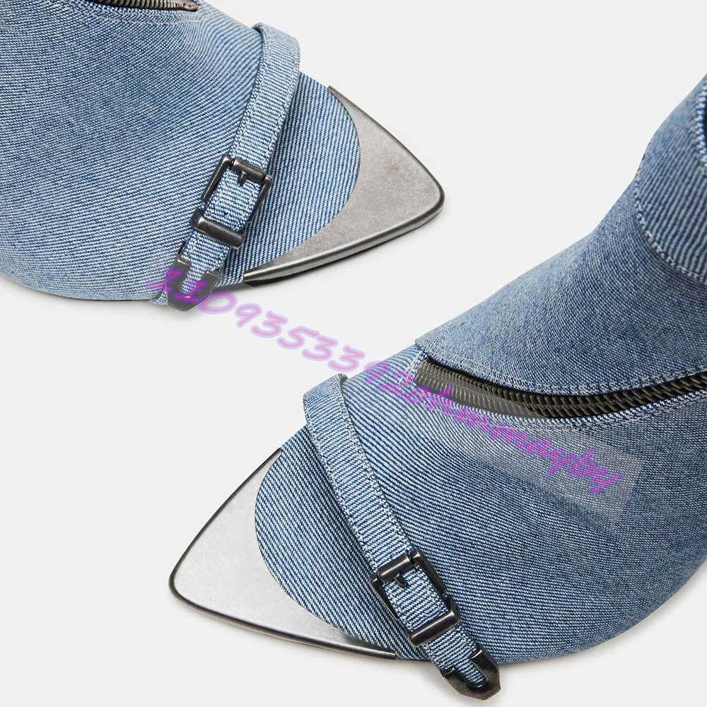 Summer Blue Denim Pointed-Toe  - Women Shoes Boots ulasan dan harga