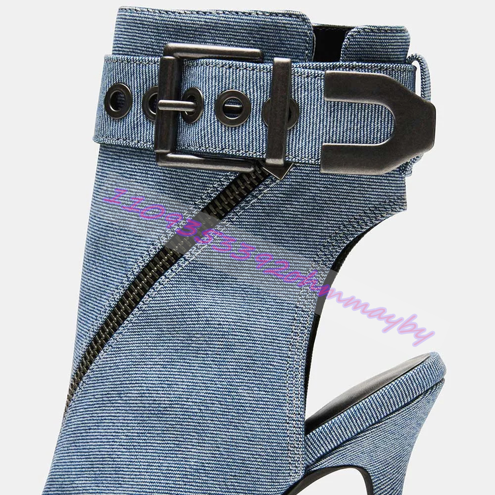 Summer Blue Denim Pointed-Toe  - Women Shoes Boots ulasan dan harga