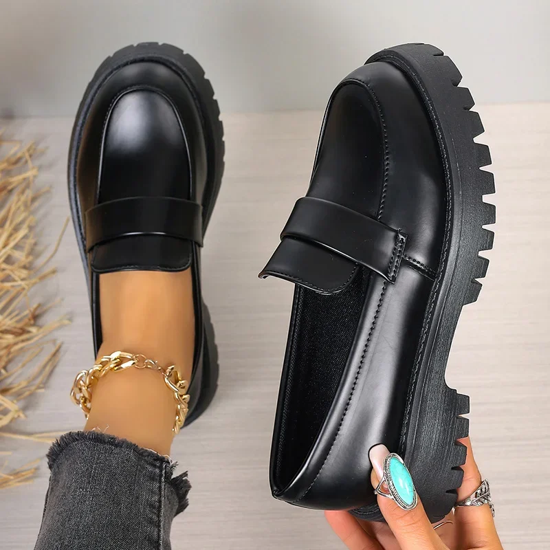 Plus Size 35-43 Black Pu Leath - Women'S Shoes Loafers Black ulasan dan harga