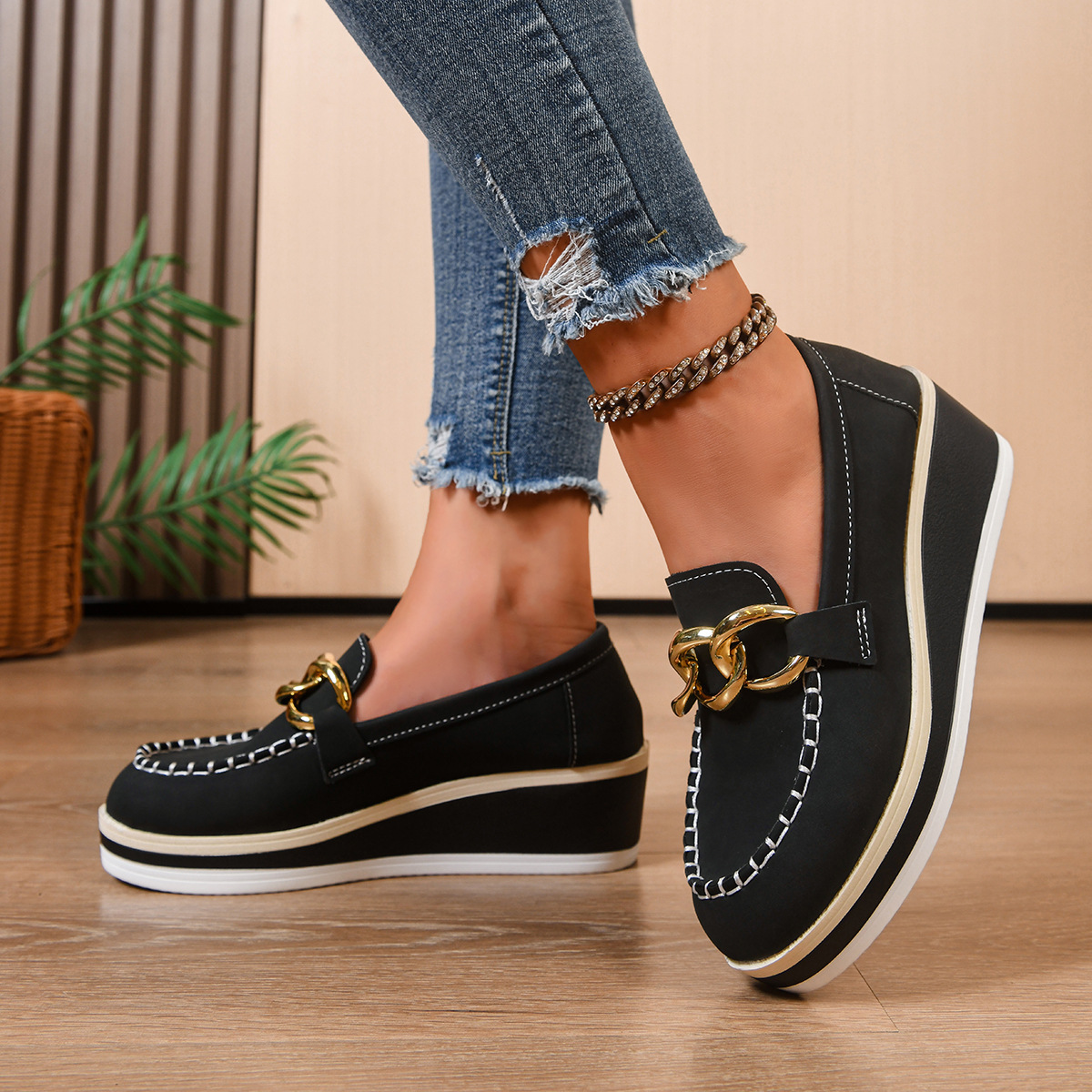 Women Platform Loafers Ladies  - Women'S Shoes Loafers Black ulasan dan harga