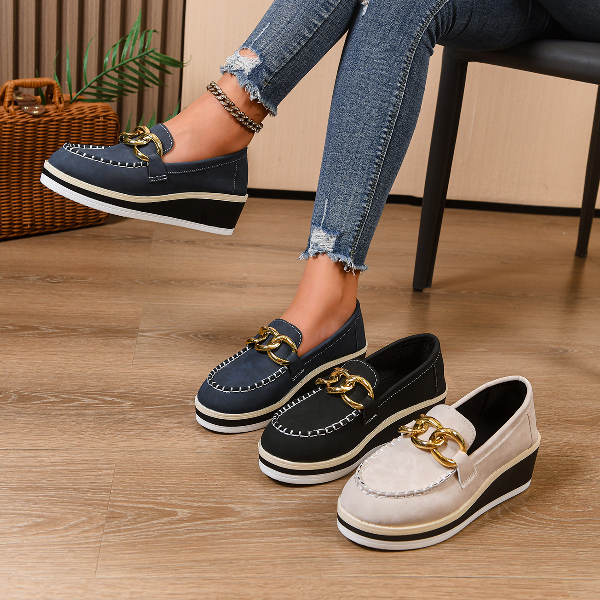 Women Platform Loafers Ladies  - Women'S Shoes Loafers Black ulasan dan harga