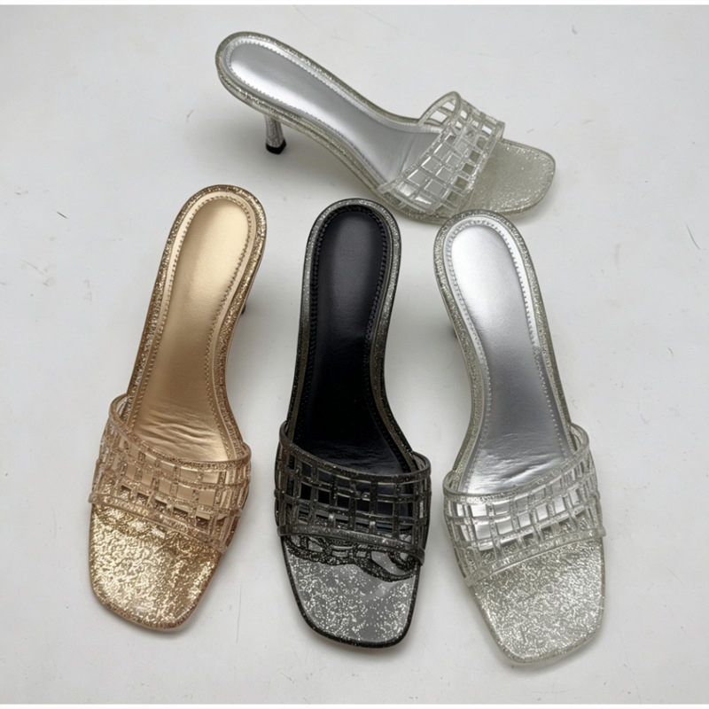 Square Toe Jelly High Heel Mul - Jelly Sandal Women ulasan dan harga