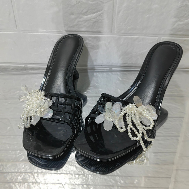 Square Toe Jelly High Heel Mul - Jelly Sandal Women ulasan dan harga