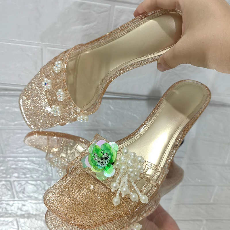 Square Toe Jelly High Heel Mul - Jelly Sandal Women ulasan dan harga