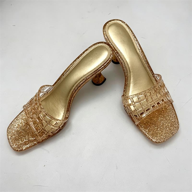 Square Toe Jelly High Heel Mul - Jelly Sandal Women ulasan dan harga