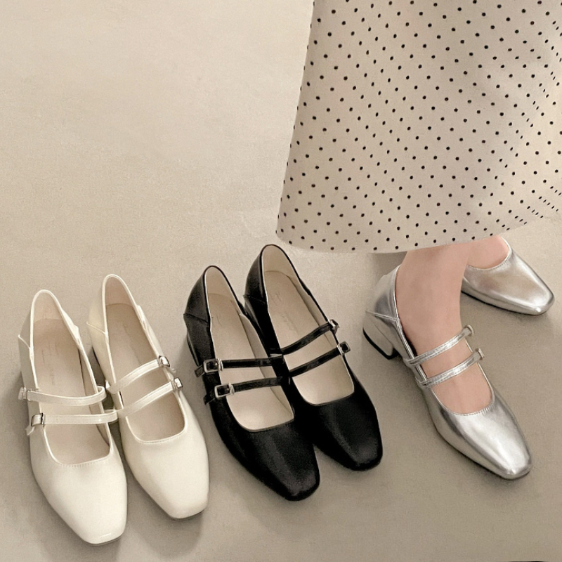 Square Toe Low Heel Women Silv - Women'S Shoes ulasan dan harga