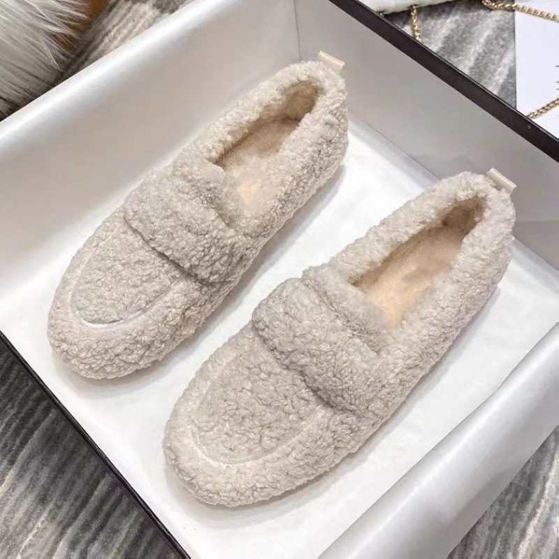 Women's Thick Sole Furry Shoes - Women'S Shoes Loafers Black ulasan dan harga