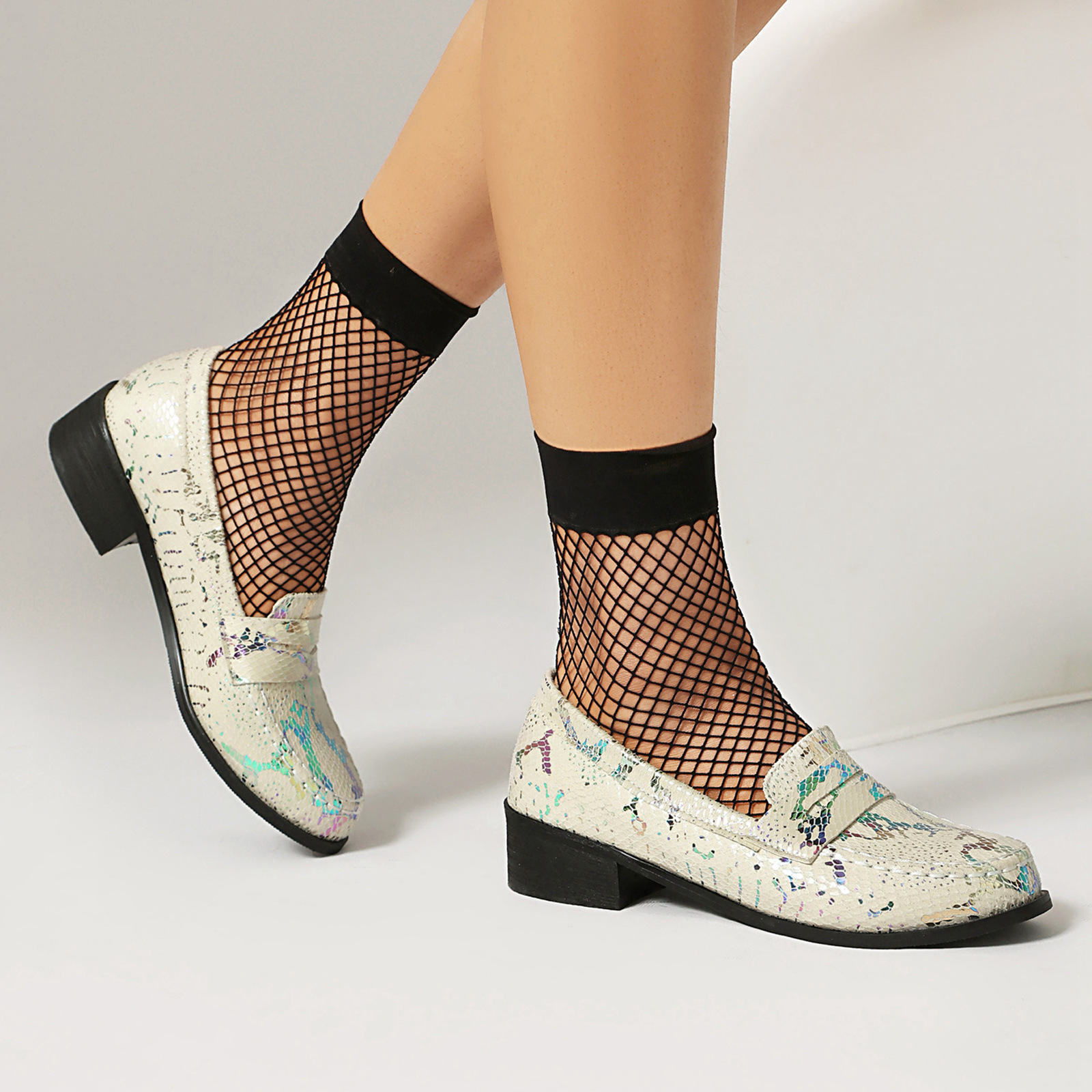 Women's Snake Print Loafers Lo - Women'S Shoes Loafers Black ulasan dan harga